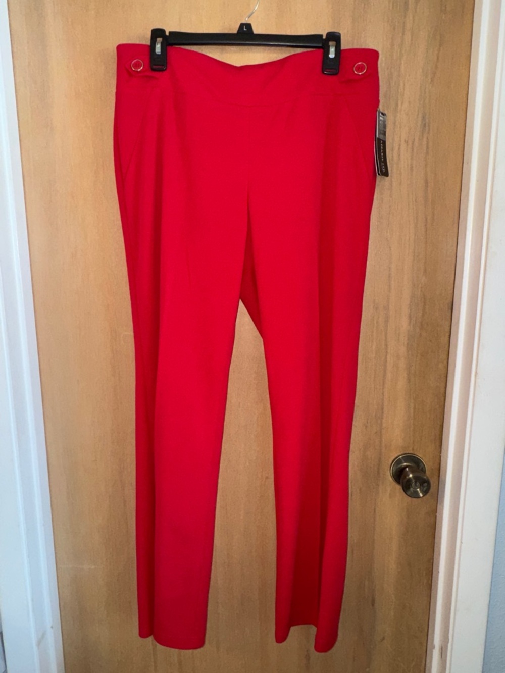 NWT Soho Apparel Vibrant Red High-Waist Flare Dress Trousers Size Large
